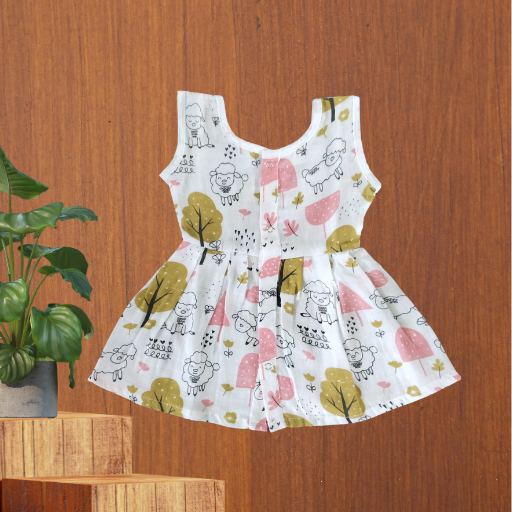 Photo 1 of 1 -  Muslin Frock for Baby Girl - 100% Cotton | MAMORITAI.SHOP
