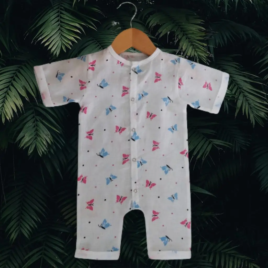 Photo 1 of 1 - Mamoritai-Baby Romper Jumpsuit with Butterfly Print | MAMORITAI.SHOP