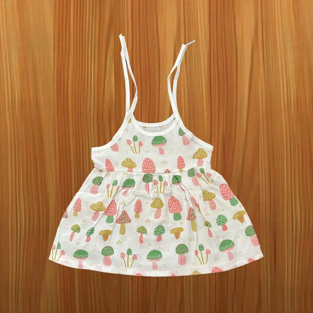 Photo 1 of 1 - Breathable Muslin Tie Knot Baby Frock – Mamoritai | MAMORITAI.SHOP