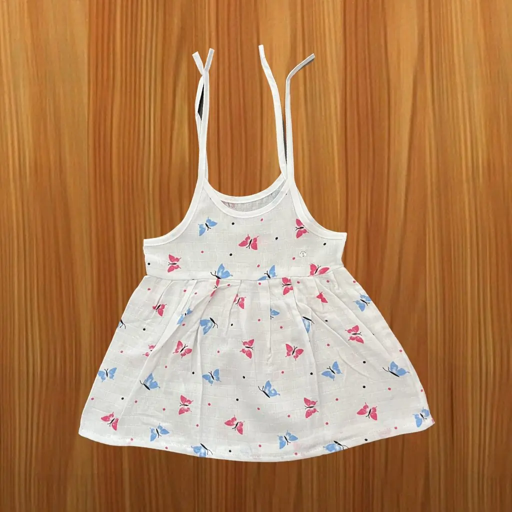 Photo 1 of 1 - Breathable Muslin Tie Knot Baby Frock – Mamoritai | MAMORITAI.SHOP