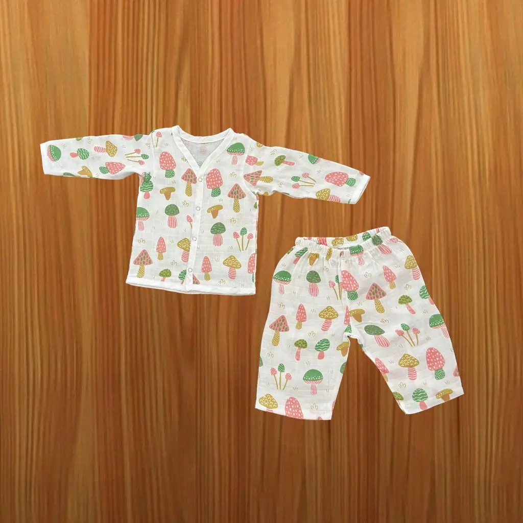 Photo 1 of 1 - Muslin Full sleeve Jabla With Pant set | MAMORITAI.SHOP
