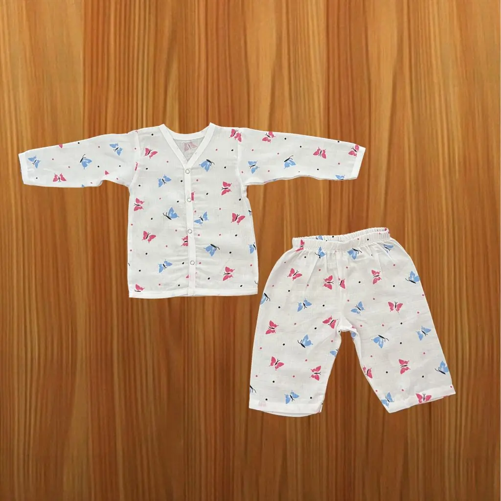 Photo 1 of 1 - Muslin Full sleeve Jabla With Pant set | MAMORITAI.SHOP
