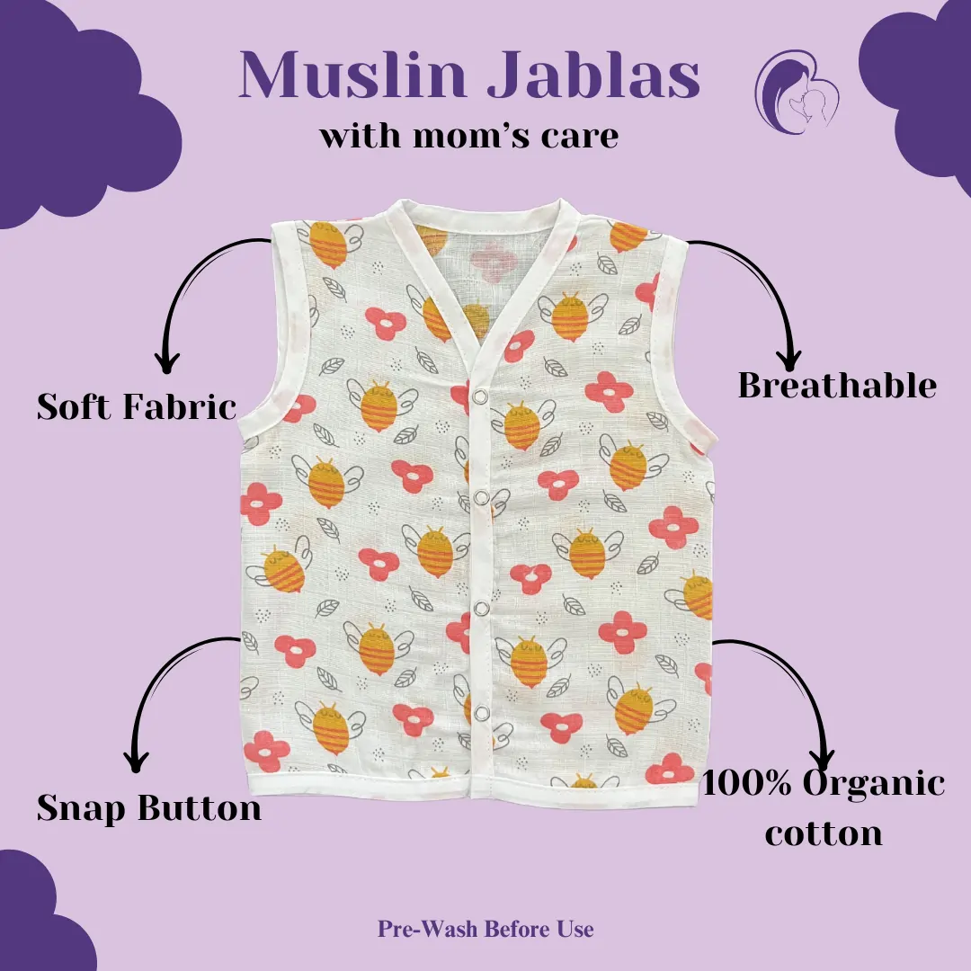 Photo 2 of 2 - Baby Muslin Jabla Online - Ultra-Soft, Button Type & Stylish | MAMORITAI.SHOP