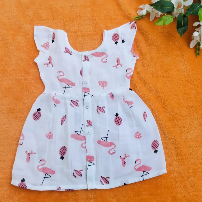 Photo 1 of 1 - Muslin Frill Sleeve Frock for a Baby Girl | MAMORITAI.SHOP