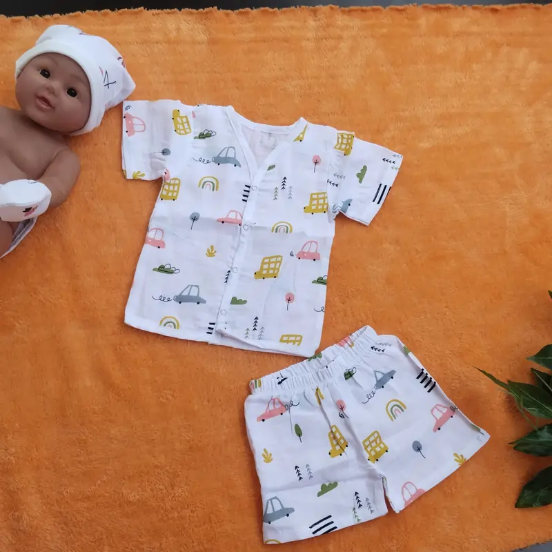 Photo 1 of 1 - Premium Muslin Jabla Half sleeve with Shorts - Car | MAMORITAI.SHOP