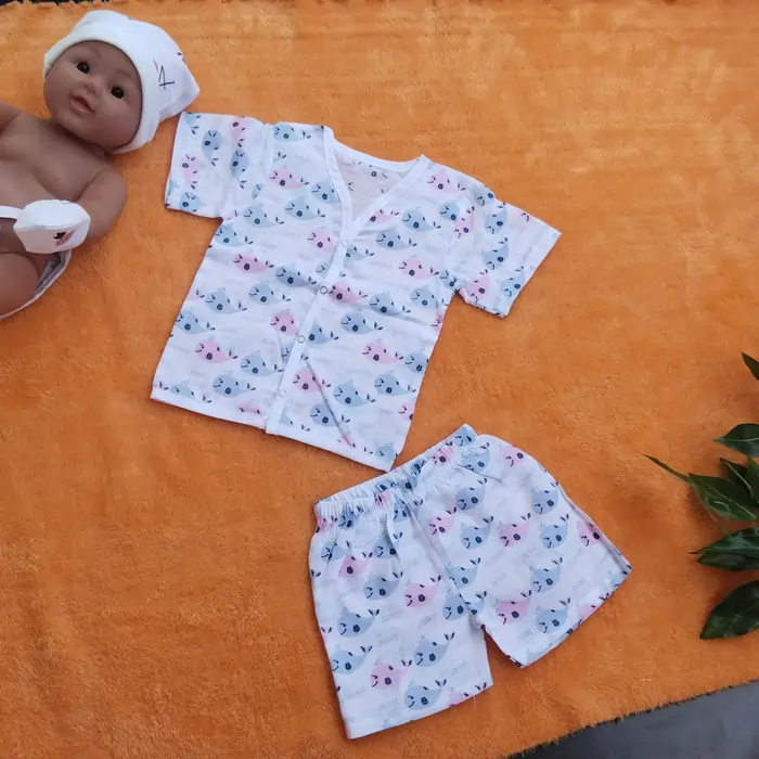 Photo 1 of 1 - Premium Muslin Jabla Half sleeve with Shorts - Dolphin | MAMORITAI.SHOP