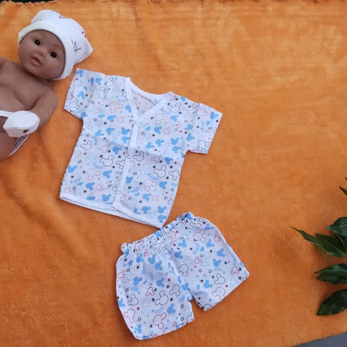 Photo 1 of 1 - Premium Muslin Jabla Half sleeve with Shorts - Mickey | MAMORITAI.SHOP