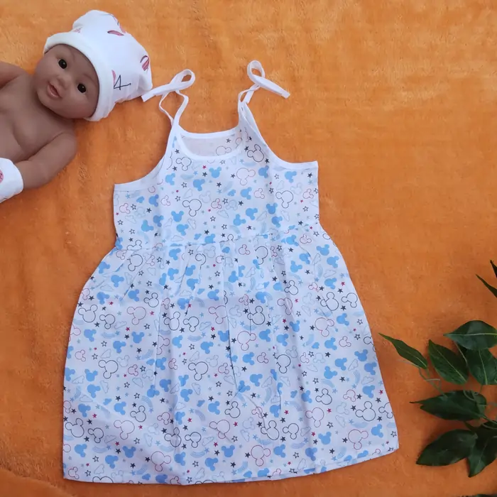 Photo 1 of 1 - Muslin Tie Knot Frock For Baby Girl - Micky | MAMORITAI.SHOP