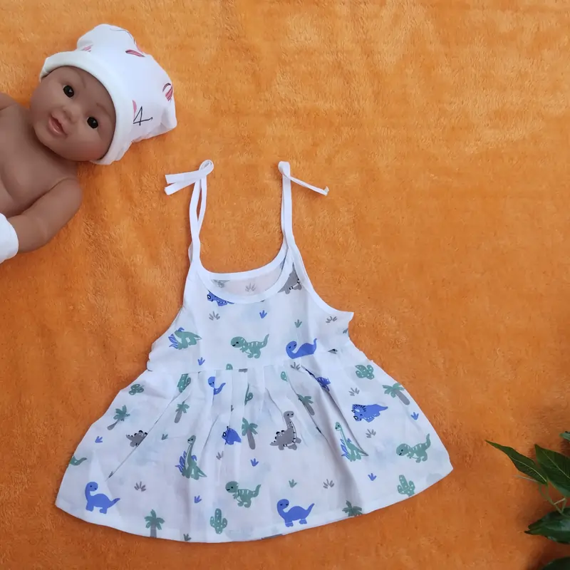 Photo 1 of 1 - Muslin Tie Knot Frock For Baby Girl - Dyno | MAMORITAI.SHOP