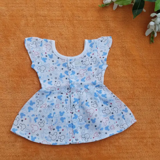 Photo 1 of 1 - Muslin Frill Frock for Baby Girl - Mickey | MAMORITAI.SHOP
