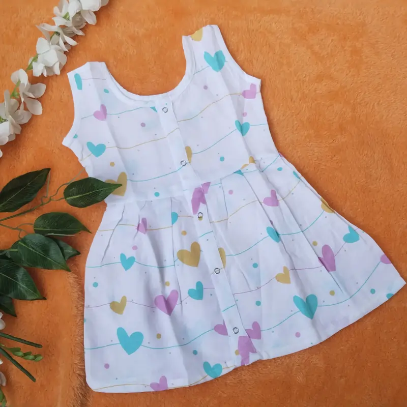 Photo 1 of 1 - Muslin Frock for Baby Girl - Big Heart | MAMORITAI.SHOP