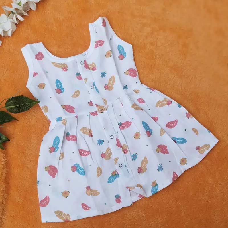 Photo 1 of 1 - Muslin Frock for Baby Girl - Feather | MAMORITAI.SHOP