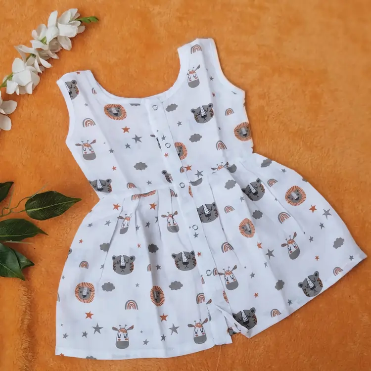 Photo 1 of 1 - Muslin Frock for Baby Girl - Lion | MAMORITAI.SHOP