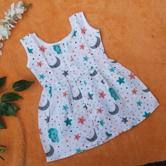 Photo 1 of 1 - Muslin Frock for Baby Girl - Moon | MAMORITAI.SHOP