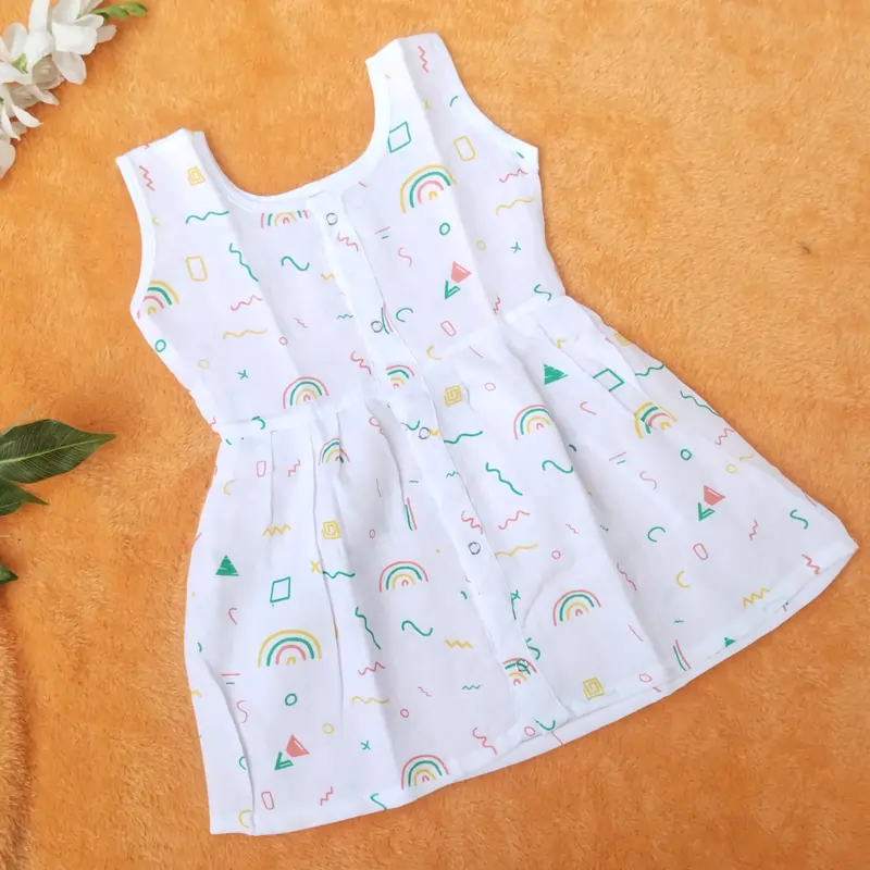 Photo 1 of 1 - Muslin Frock for Baby Girl - Rainbow | MAMORITAI.SHOP