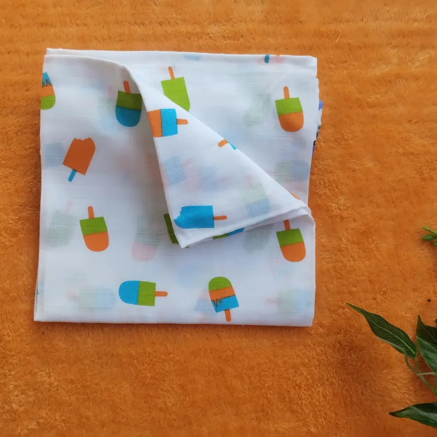 Photo 1 of 1 - Muslin Swaddles for Newborns – Soft, Breathable, Ice Print | MAMORITAI.SHOP